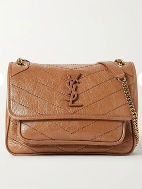 Excellent Condition Saint Laurent Tan Quilted Leather with Gold Chain